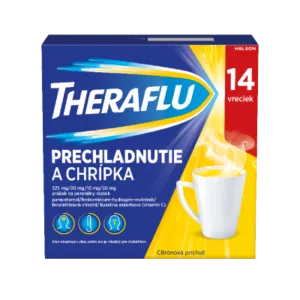 TheraFlu prechladnutie a chrípka, 325 mg/20 mg/10 mg/50 mg prášok na perorálny roztok, 14 vreciek